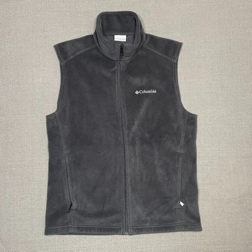Columbia Men's Full Zip Fleece Vest Steens Mountain Jacket Size M Gray Charcoal